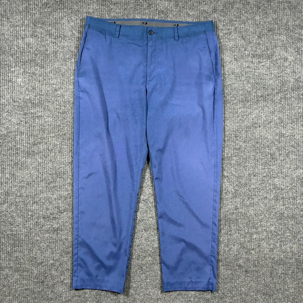 Grand Slam Mens Golf Pants 36x30 Blue Stretch Casual Dress Flat Front Mid‎ Rise